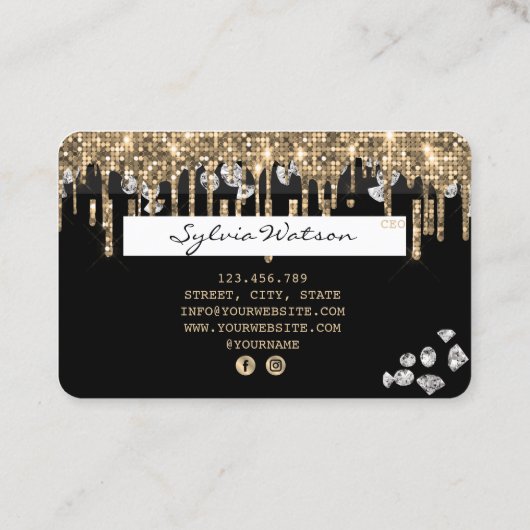 Cartes de crédit Styled Driving Gold diamants (Dos)