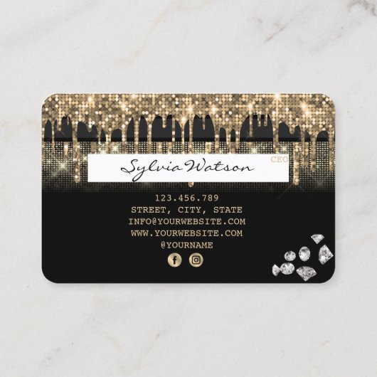 Cartes de crédit Styled Driving Gold diamants (Dos)