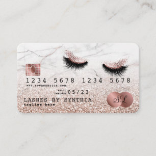 Cartes de crédit Stylisé Rose Gold Long Lashes Mar