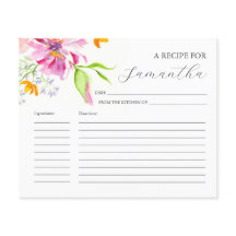 Cartes de cuisine Aquarelle Florales