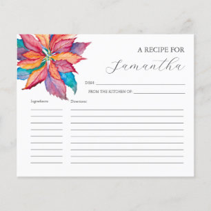 Cartes de cuisine Aquarelle Poinsettia