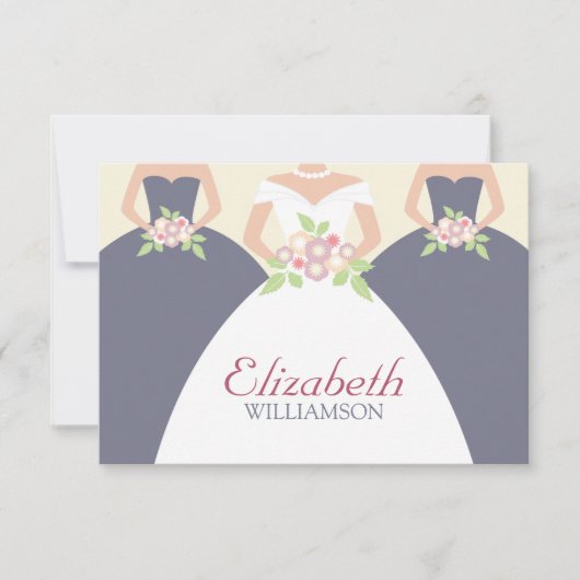 Cartes de déjeuner nuptiales pour mariées et épous (Devant)