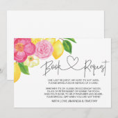 Cartes de demande de Baby shower Floral Citron ros (Devant / Derrière)