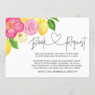 Cartes de demande de Baby shower Floral Citron ros