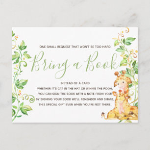 Cartes de demande de livre pour Baby Shower Girafe