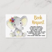 Cartes de demande de livre Rose Tournesol Éléphant (Devant)