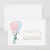 Cartes de demande de livres pour bébé Ballons rose (Devant / Derrière)