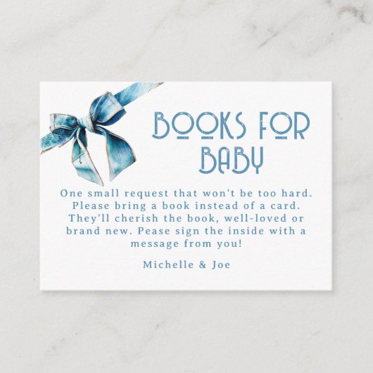 Cartes de demande de livres pour bébé en jean bleu (Devant)