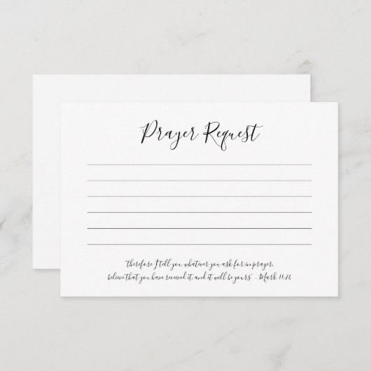 Cartes de demande de prières simples et élégantes (Devant / Derrière)