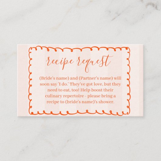 Cartes de demande de recette rayées orange pour ma (Devant)