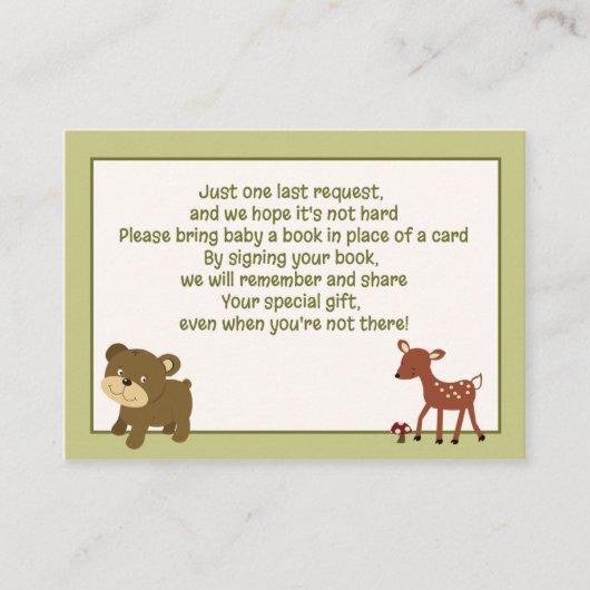 Cartes de demande de réservation pour le cerf/ours (Devant)