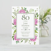 Cartes de demande d'hydrangeas roses pour 80e anni (Debout devant)