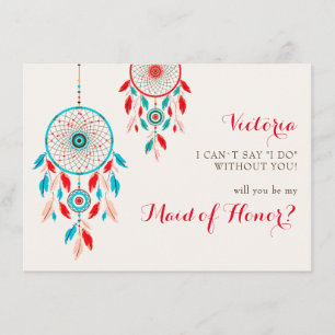Cartes de Demoiselle d'Honneur Boho Tribal plume A