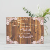 Cartes de demoiselle d'honneur en bois avec guirla (Debout devant)