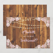 Cartes de demoiselle d'honneur en bois avec guirla (Devant / Derrière)