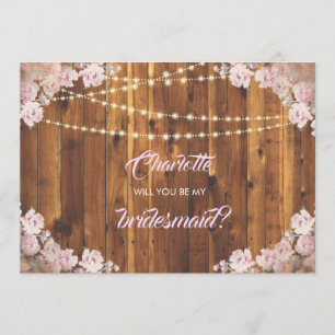 Cartes de demoiselle d'honneur en bois avec guirla
