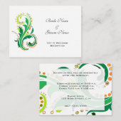 Cartes de détails de mariage à la réception. (Devant / Derrière)