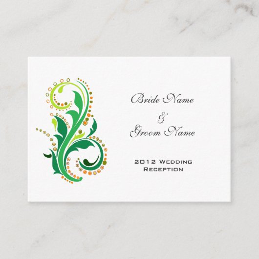 Cartes de détails de mariage à la réception. (Devant)