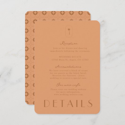 Cartes de détails de mariage à Palm Spring (Devant / Derrière)