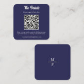 Cartes de détails de mariage avec code QR en bleu (Devant / Derrière)
