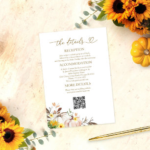 Cartes de détails de mariage d'automne avec tourne
