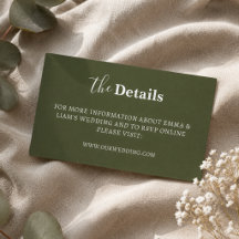 Cartes de détails de mariage élégantes et modernes
