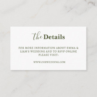Cartes de détails de mariage élégantes et modernes