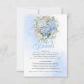 Cartes de détails de mariage en or avec hydrangeas (Devant)