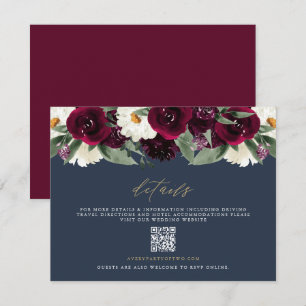 Cartes de détails de mariage ROSA Rich Burgundy Fl