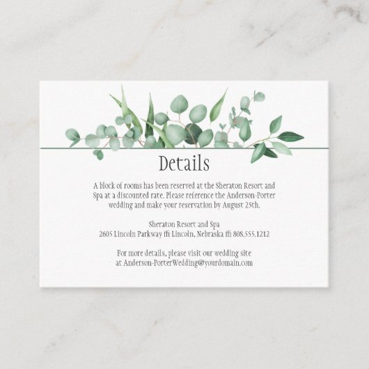 Cartes de détails Eucalyptus Envy (Devant)