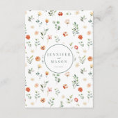 Cartes de détails mariage à fleurs orange chaud (Dos)
