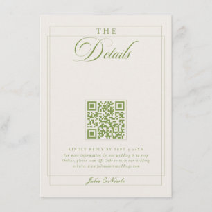 Cartes de détails QR de calligraphie ivoire vert o