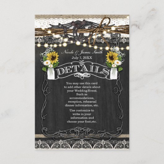 Cartes de détails Rustique Fleurs & Fer à Cheval C (Devant)