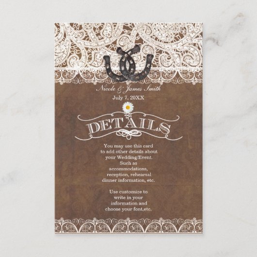 Cartes de détails Rustiques de Fers à Cheval et de (Devant)