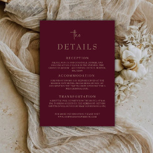 Cartes de détails supplémentaires pour mariage de