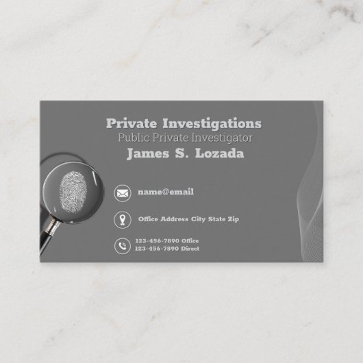 cartes de détective privé (Devant)