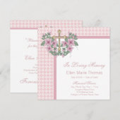 Cartes de deuil à la Croix de Rose rose (Devant / Derrière)