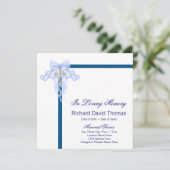 Cartes de deuil bleues marine pour hommes (Debout devant)