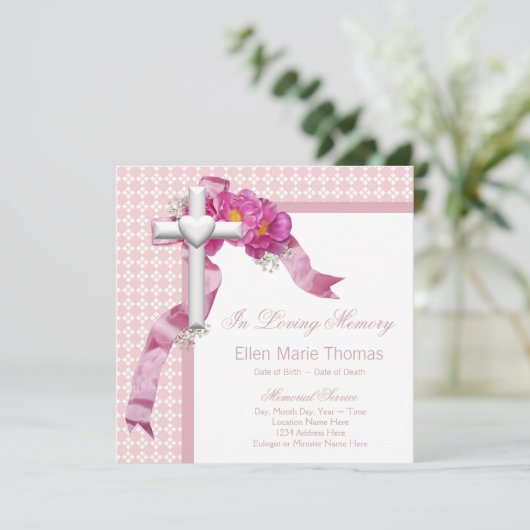 Cartes de deuil rose (Debout devant)