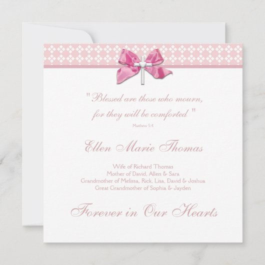 Cartes de deuil rose (Dos)