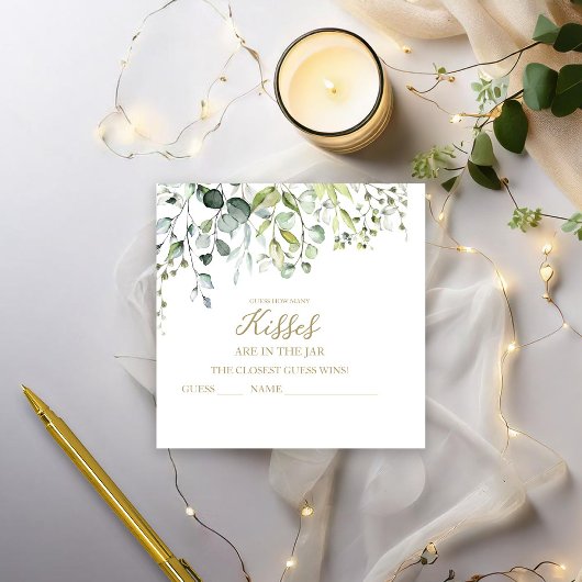 Cartes de devinette de bisous avec verdure mignonn