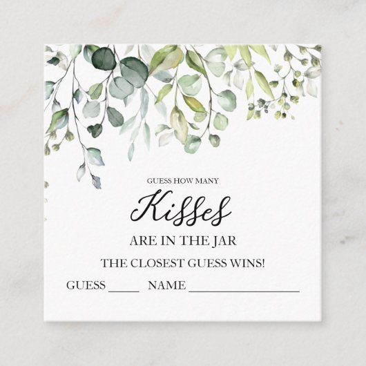 Cartes de devinette de bisous de verdure mignonne (Devant)