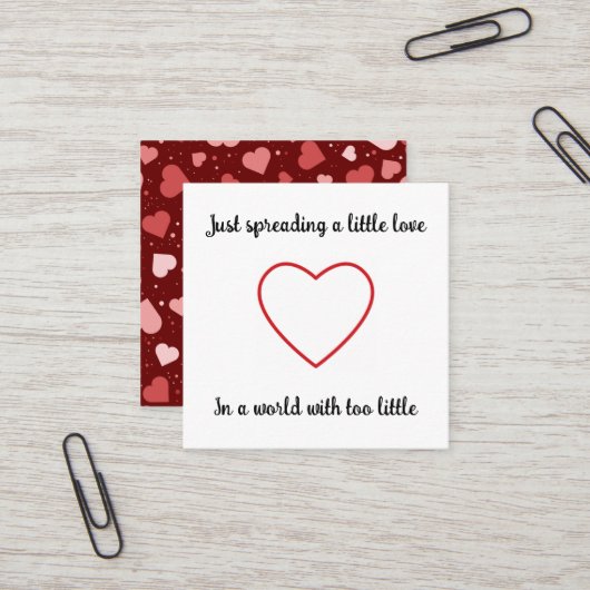 Cartes de diffusion d'amour Karma avec un petit cœ (Devant/Arrière en situation)