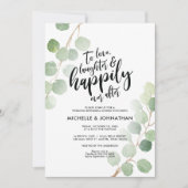 Cartes de Dîner Mariage Eucalyptus vertes (Devant)