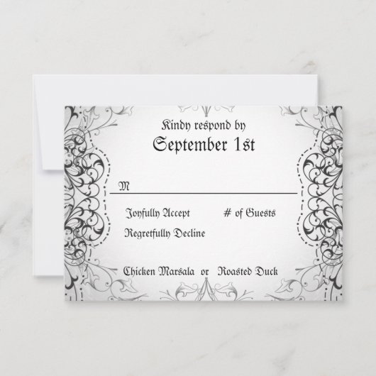 Cartes de dîner RSVP Bride & Groom Skeleton (Devant)