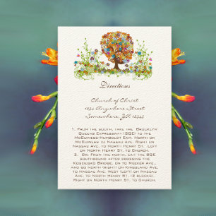 Cartes de Direction de Mariage avec Arbre Fleur Fa
