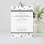 Cartes de direction de mariage d'hiver Neige gris (Debout devant)