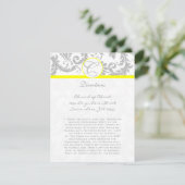 Cartes de direction de Mariage jaune Gris Damas (Debout devant)