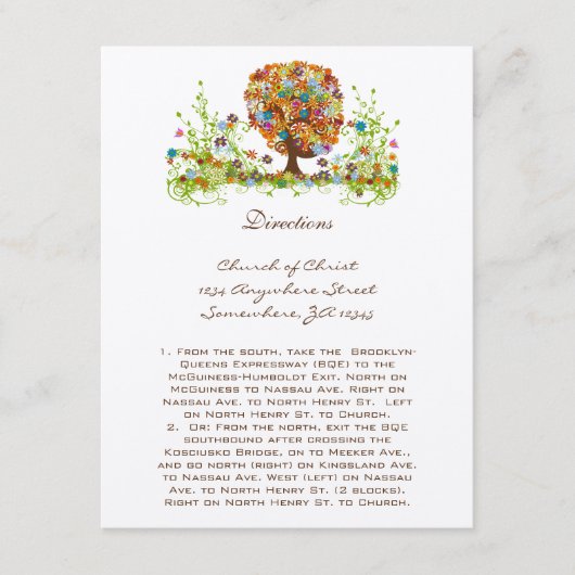 Cartes de direction du Mariage de l'arbre à fleurs (Devant)