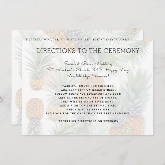 Cartes de direction Mariage ananas double face (Devant / Derrière)